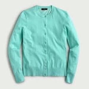 J. Crew Light Teal Blue Long Sleeve Button Front Cardigan Sweater Size XXS